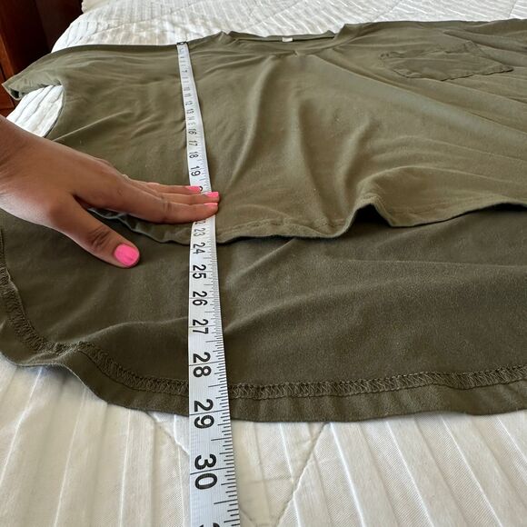 Women's Top Short Sleeves Tshirt Olive Green Tee Shirt Blouse Size OXL - Picture 6 of 8